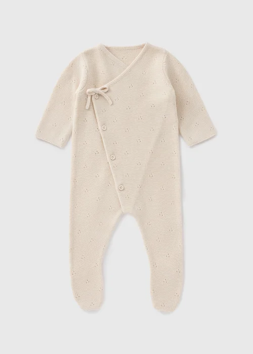Baby Cream Knitted Wrap Sleepsuit (Newborn-12mths) - Age 0 - 3 Months Image 1