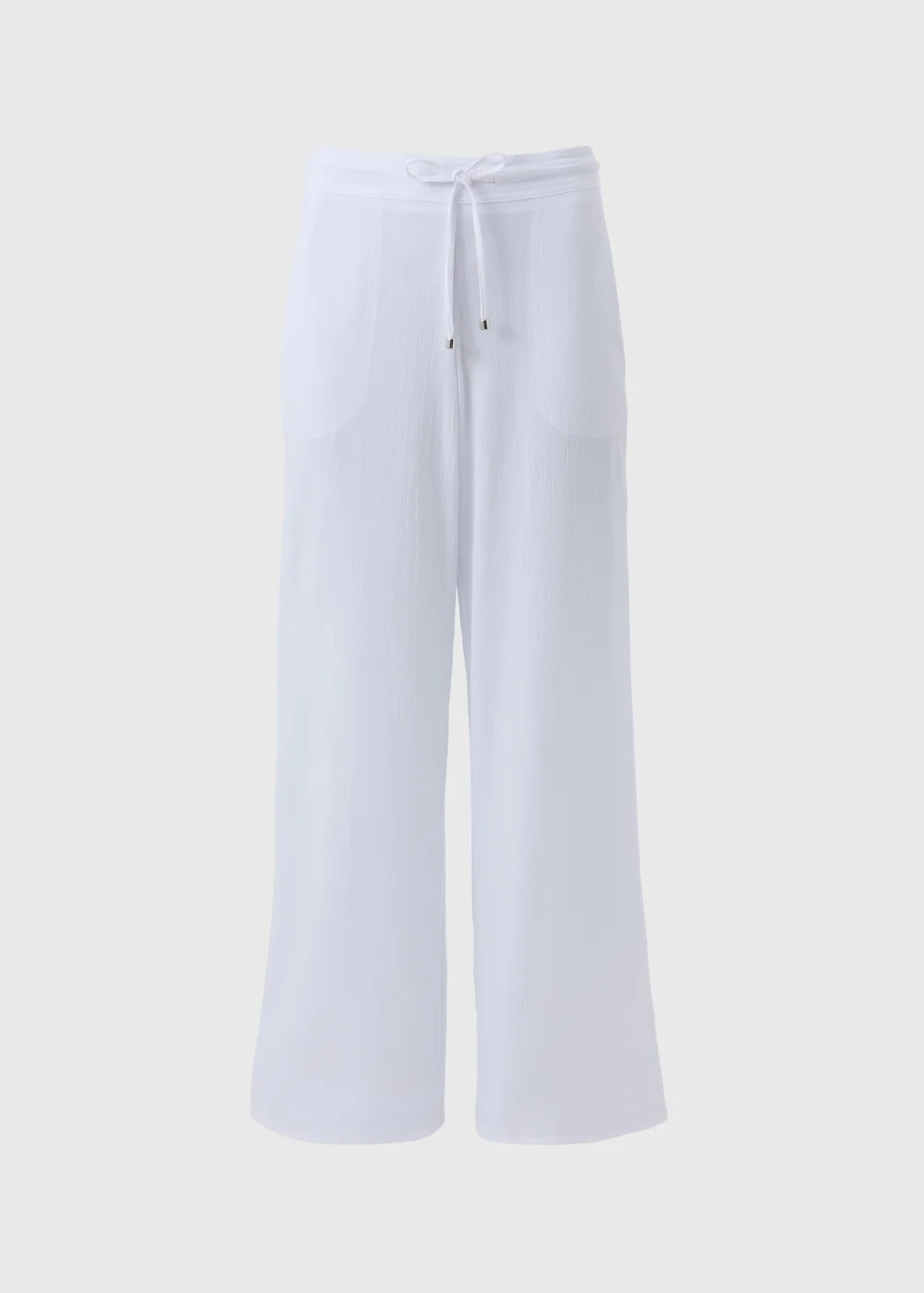 White Wide Leg Drawstring Trousers - 8 Image 3