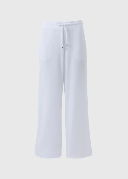 White Wide Leg Drawstring Trousers - 8 Image 3
