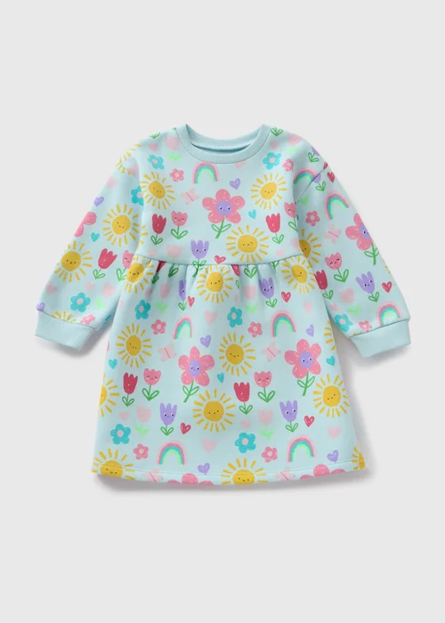 Girls Blue Spring Print Sweater Dress (1-7yrs) - 1 half year to 2 Image 1