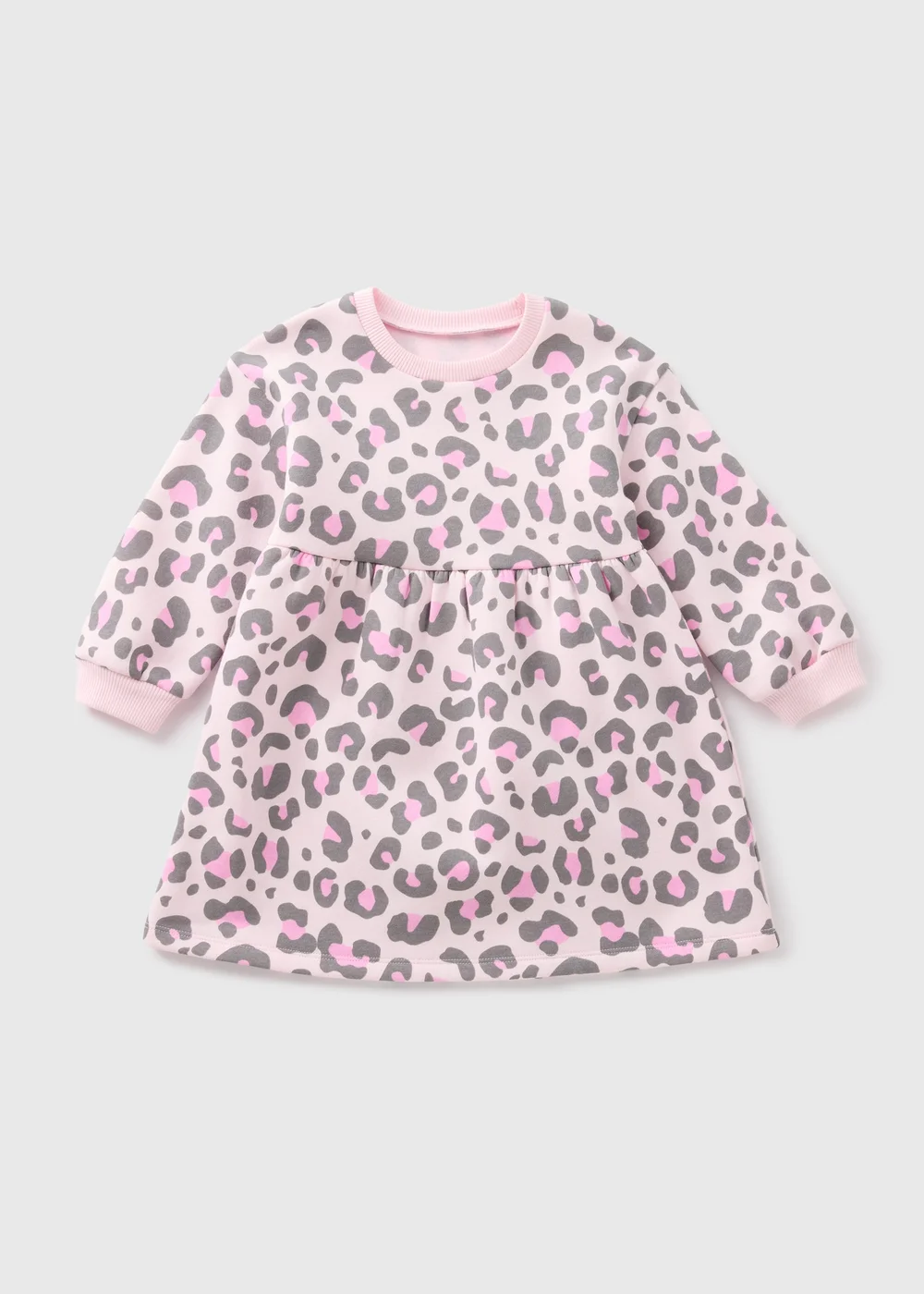 Girls Pink Leopard Sweater Dress (1-7yrs) - 1 half year to 2 Image 1