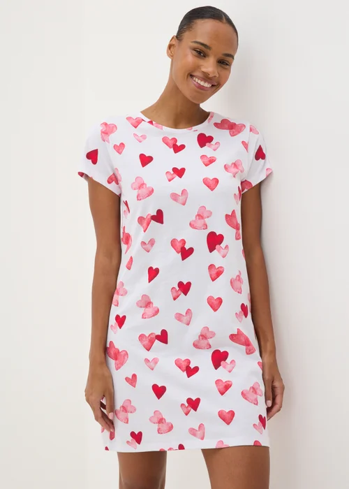 Cream Hearts T-Shirt Nightie - Extra small Image 1