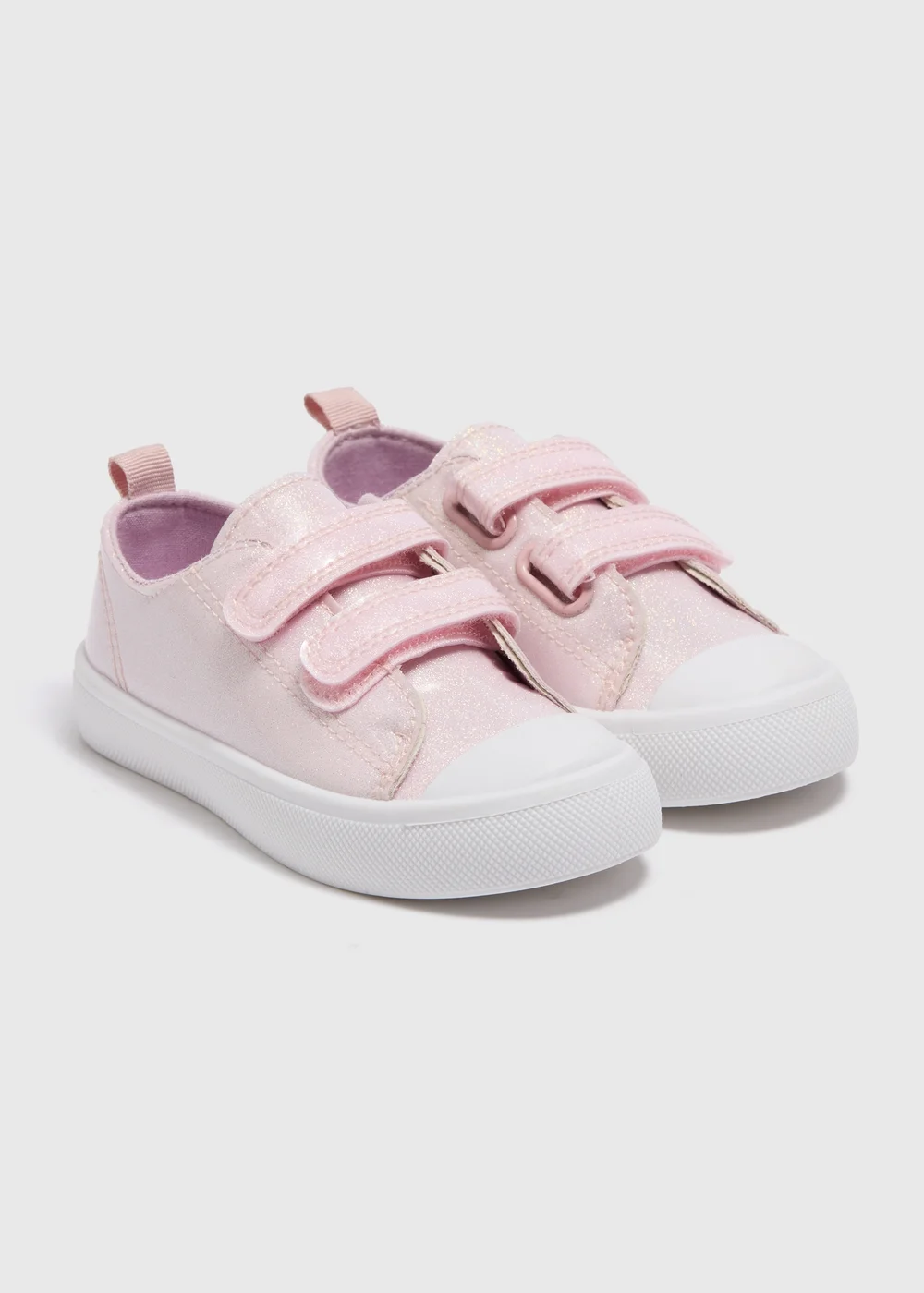 Girls Pink Glitter Strap Trainers (Younger 4-12) - Size 4 Infants Image 1
