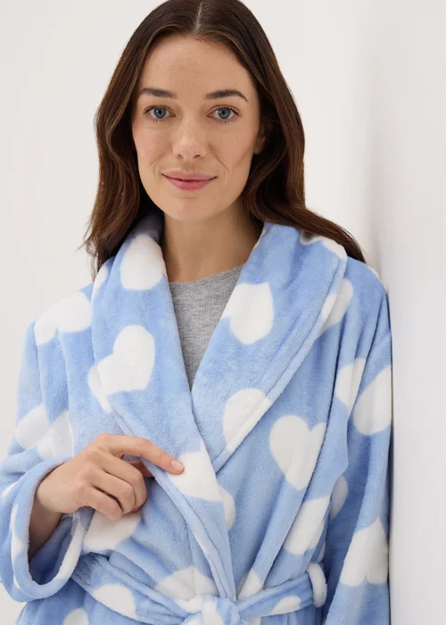 Blue Heart Fleece Dressing Gown - Extra small Image 2