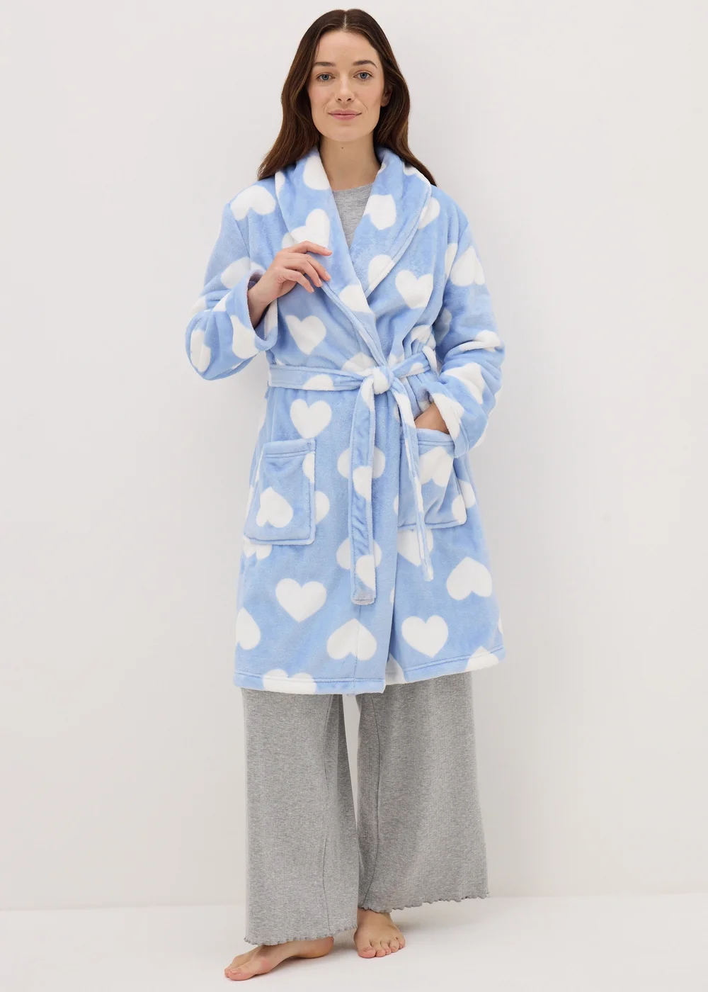 Blue Heart Fleece Dressing Gown - Extra small Image 1