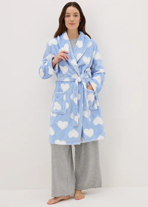 Blue Heart Fleece Dressing Gown - Extra small Image 1