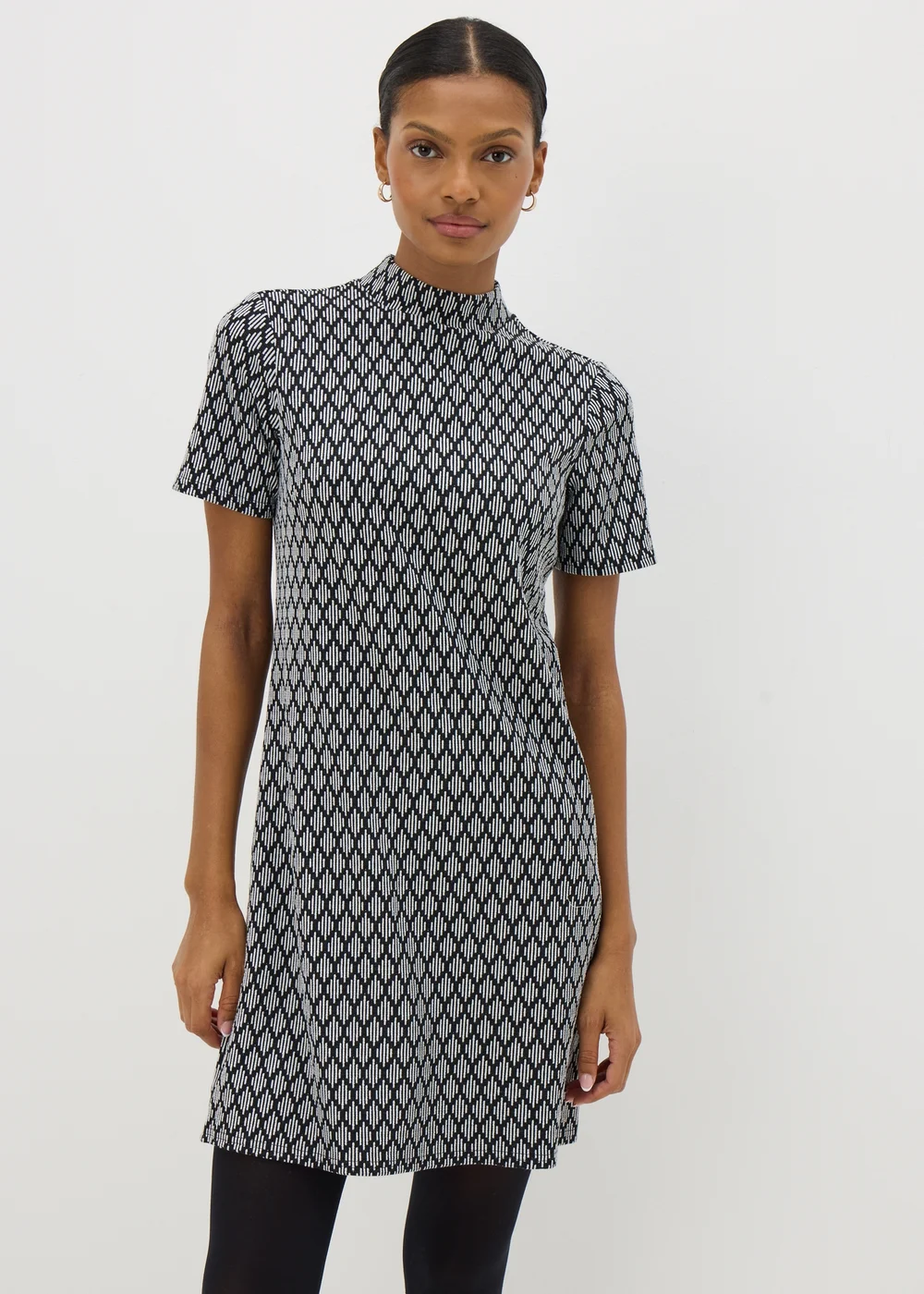 Et Vous Black Diamond High Neck Mini Shift Dress - 8 Image 2
