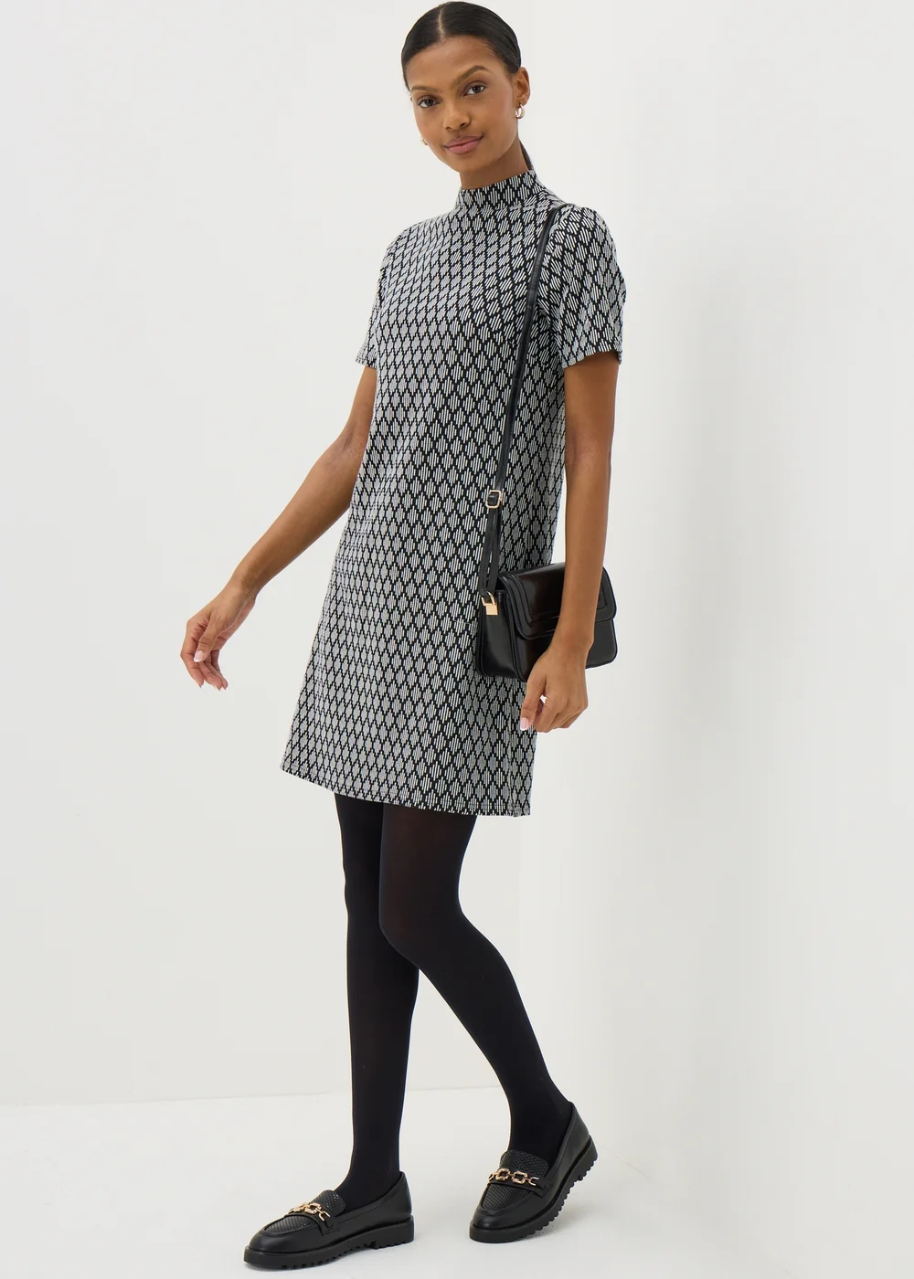 Et Vous Black Diamond High Neck Mini Shift Dress - 8 Image 1
