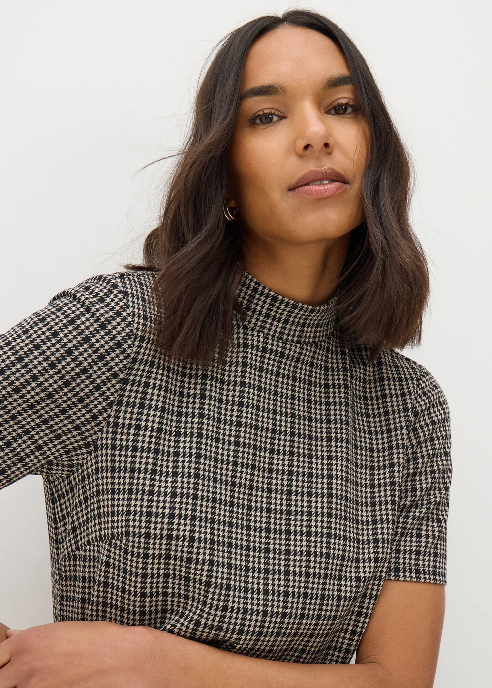 Et Vous Black Check High Neck Mini Shift Dress - 8 Image 2