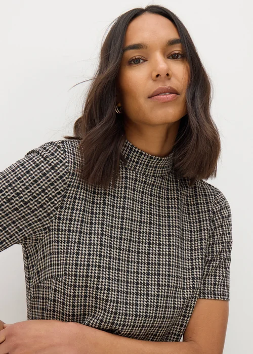 Et Vous Black Check High Neck Mini Shift Dress - 8 Image 2