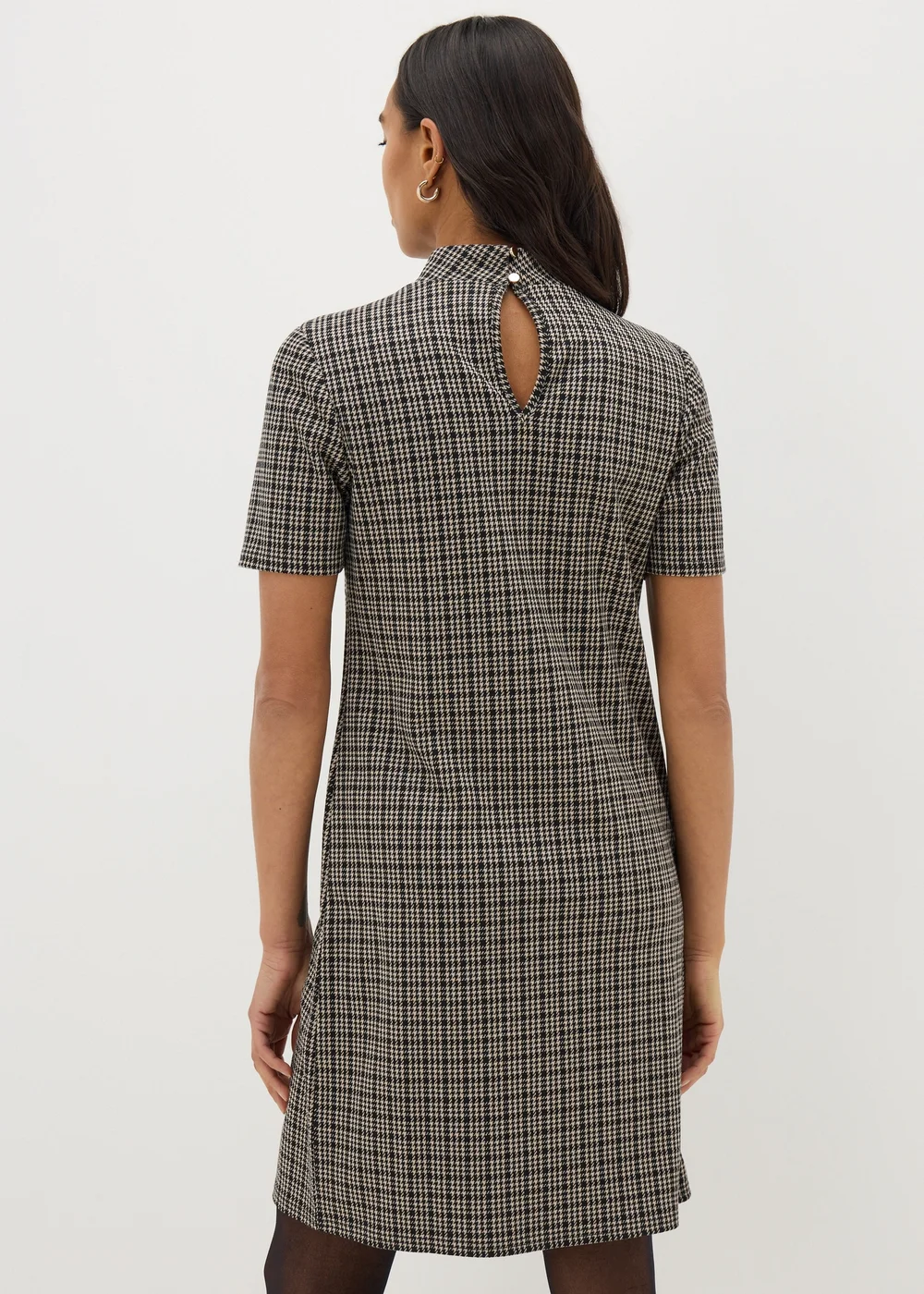 Et Vous Black Check High Neck Mini Shift Dress - 8 Image 3