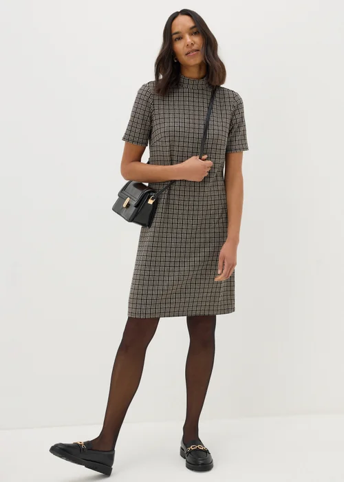 Et Vous Black Check High Neck Mini Shift Dress - 8 Image 1