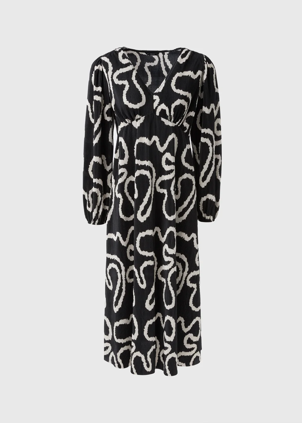 Et Vous Black Plisse Wiggle Print Midi Dress - 8 Image 4