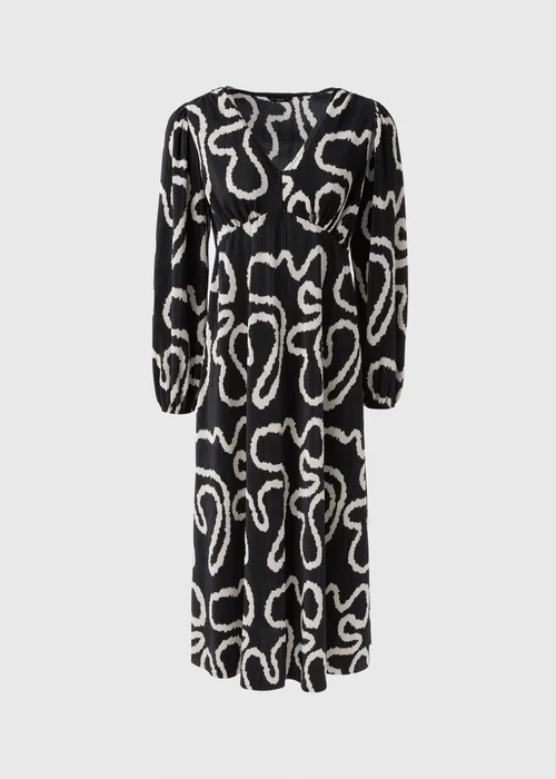 Et Vous Black Plisse Wiggle Print Midi Dress - 8 Image 4