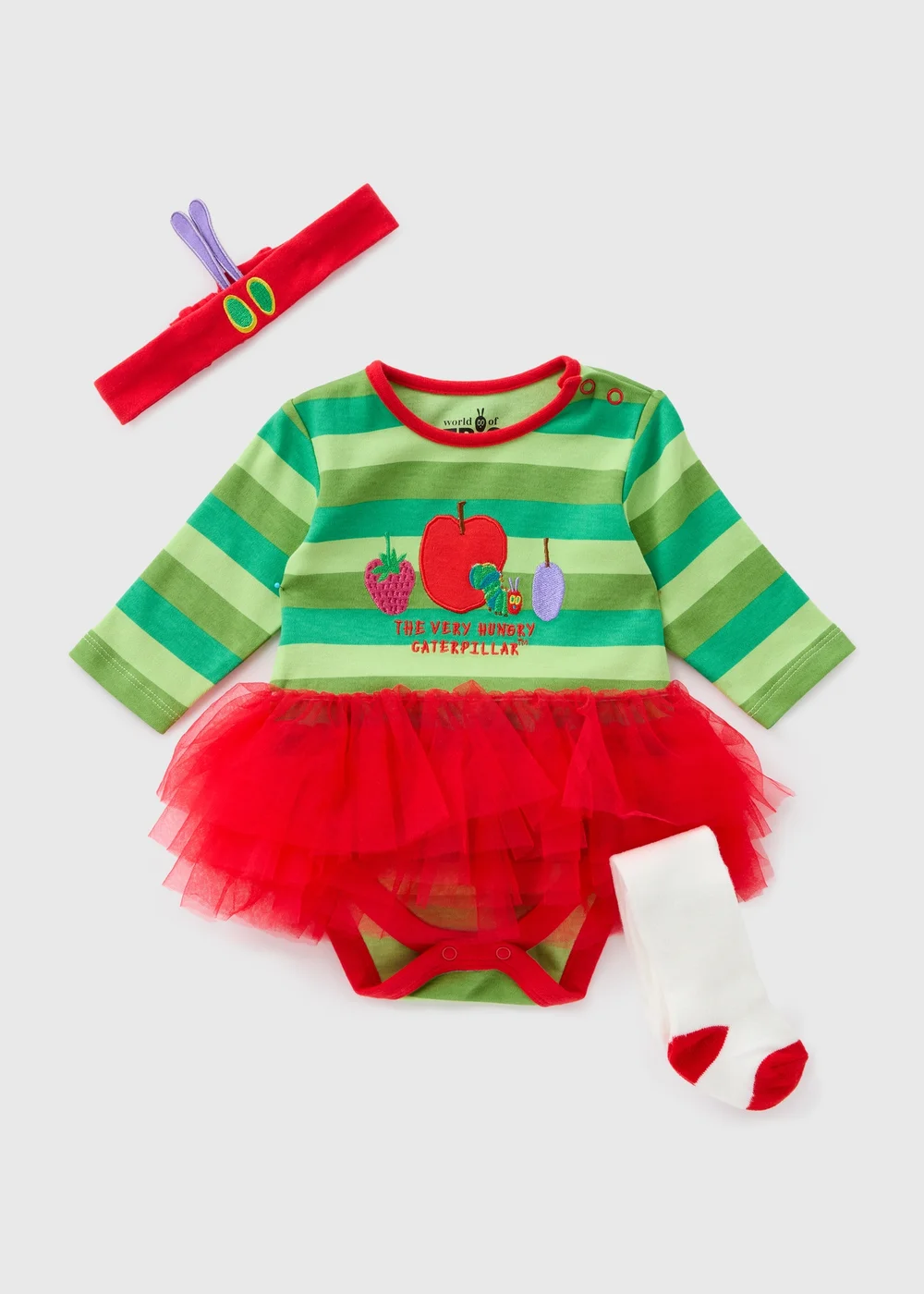 Hungry Caterpillar Baby Green Bodysuit Tutu & Tights Set (Newborn-18mths) - 0-3 months Image 1