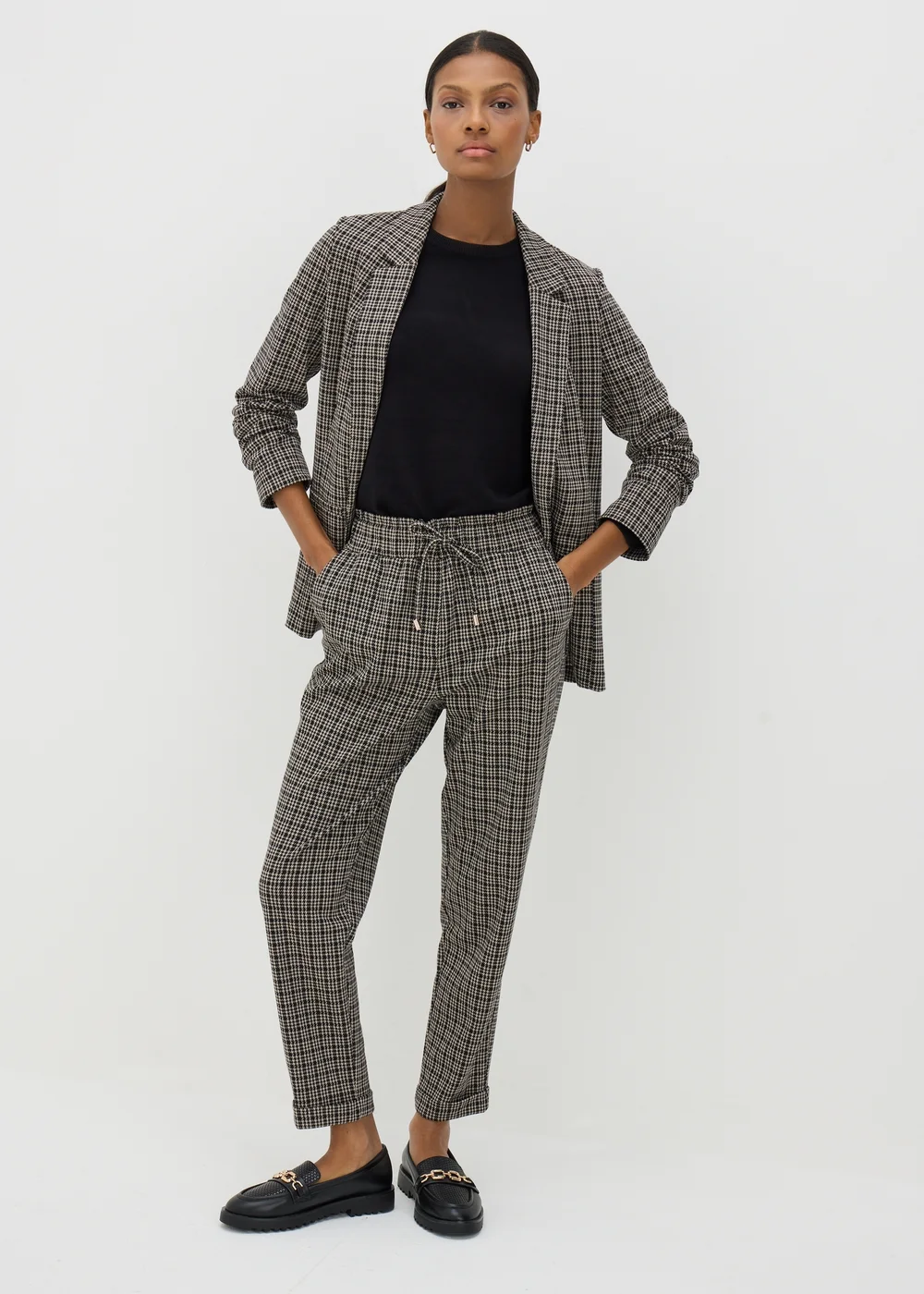 Et Vous Black Check Ponte Trousers - 8 Image 1