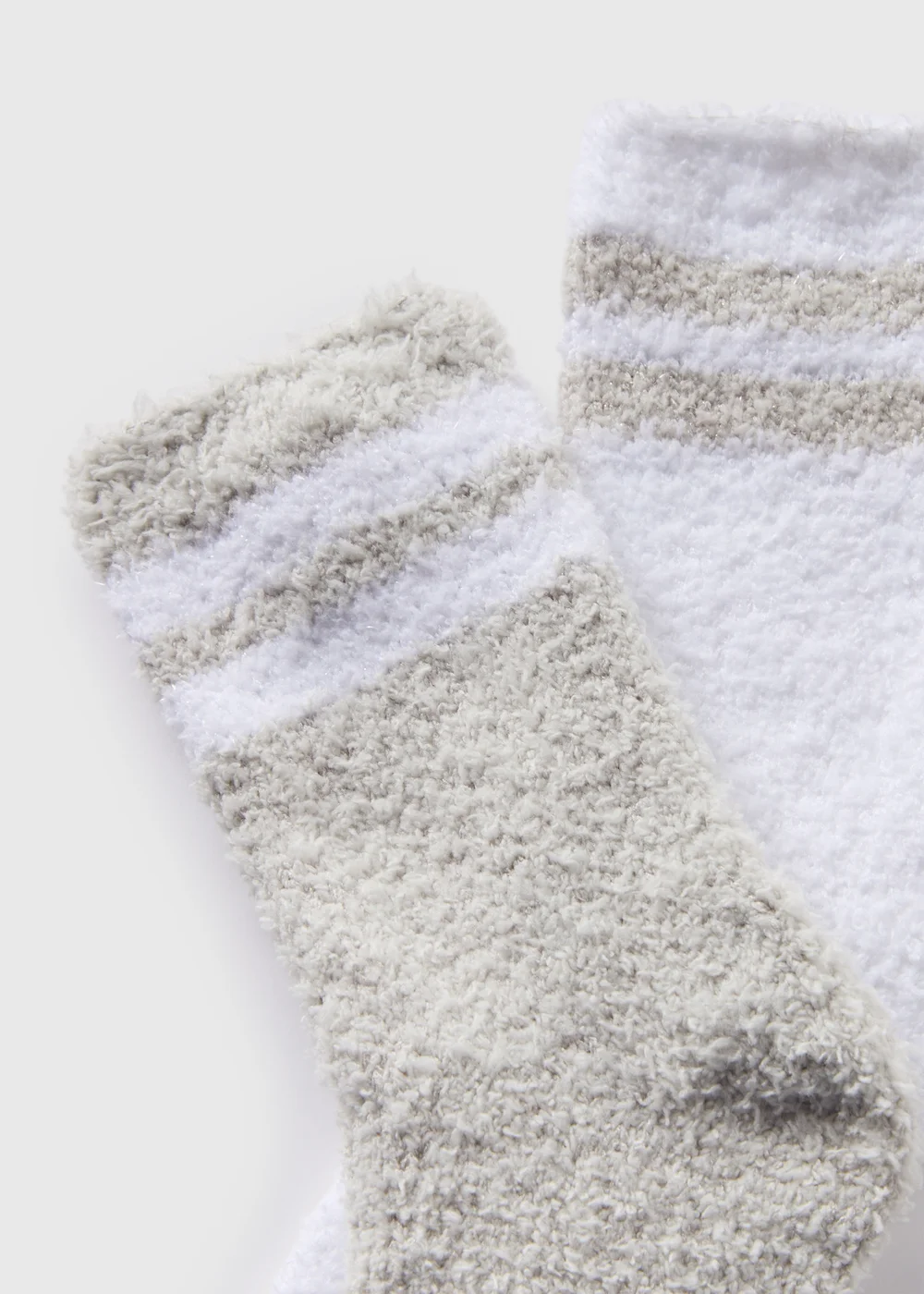 2 Pack Grey Stripe Cosy Socks - One Size Image 2