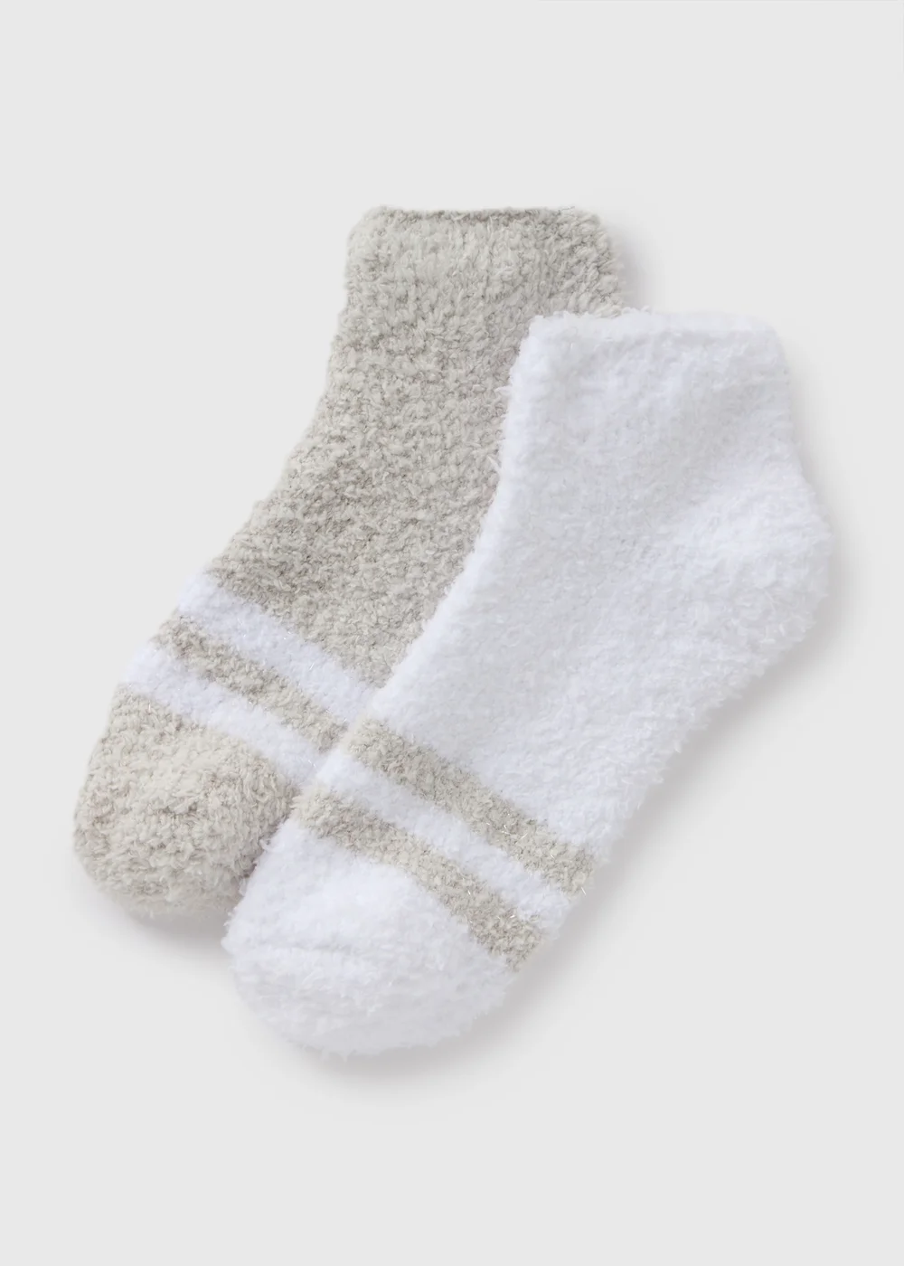 2 Pack Grey Stripe Cosy Socks - One Size Image 1
