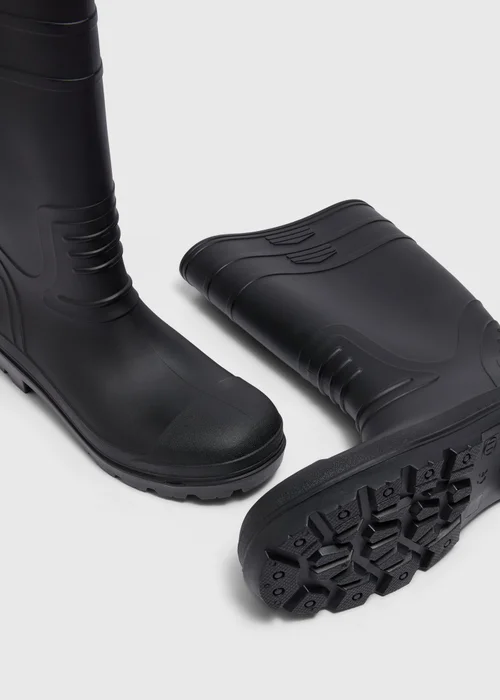 Black Long Length Wellies - Size 8 Image 2
