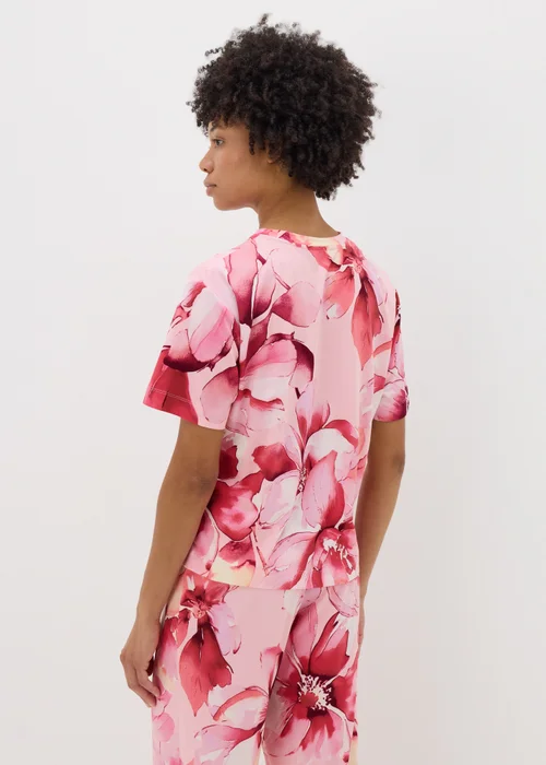 Pink Floral Soft Touch Pyjama T-Shirt - Extra small Image 2
