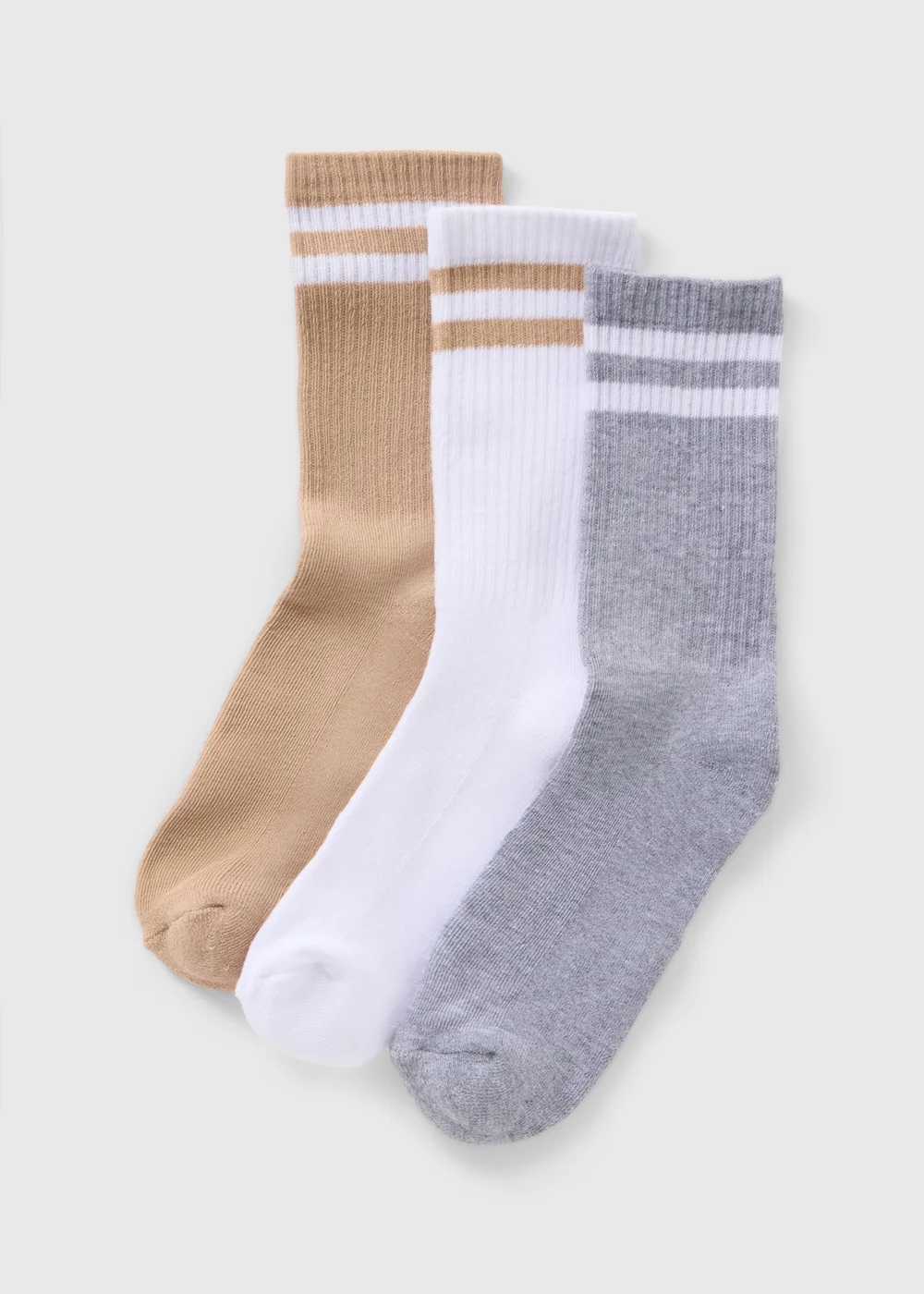 3 Pack Cream Sports Socks - One Size Image 1