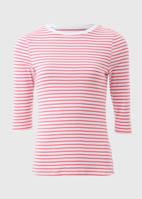Pink Stripe Fitted 3/4 Sleeve Top - 8 Image 3