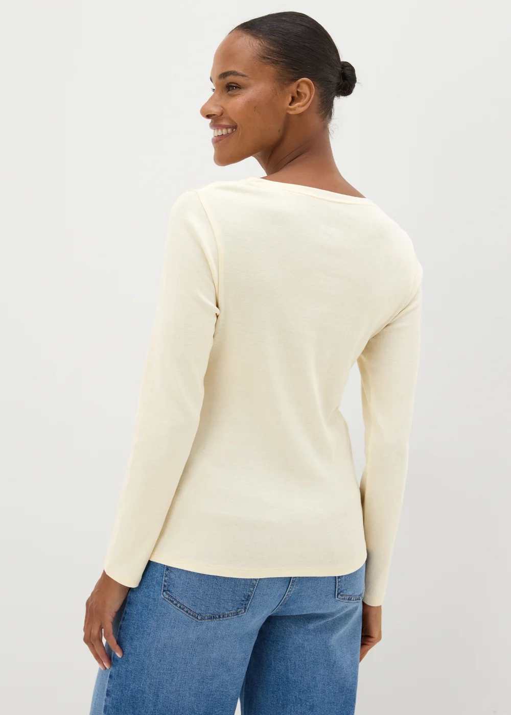 Cream Fitted Long Sleeve Top - 8 Image 2