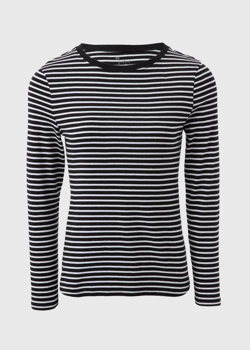 Black Fitted Long Sleeve Stripe Top - 8 Image 4