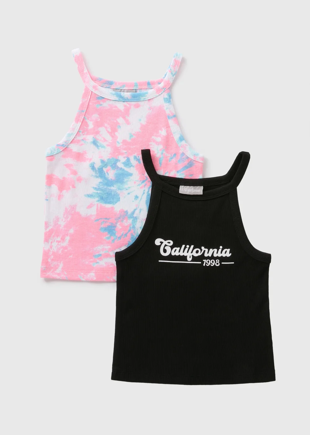 2 Pack Girls Multicolour Holiday Vests (7-15yrs) - 10 Yrs Image 1