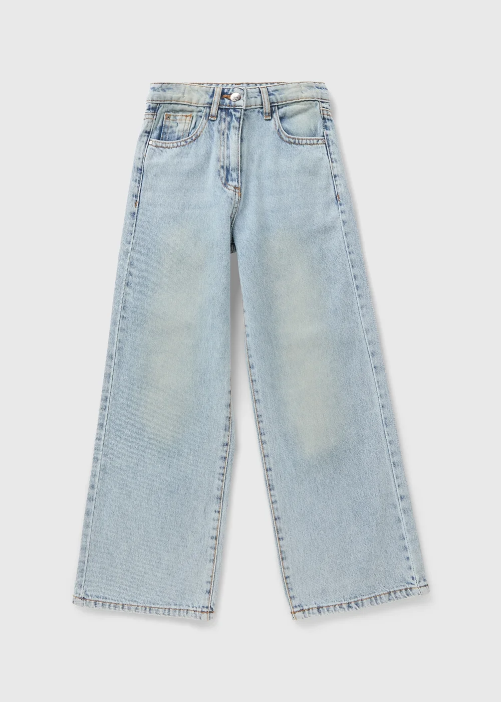 Girls Light Wash Wide Leg Jeans (7-15yrs) - 8 Yrs Image 1