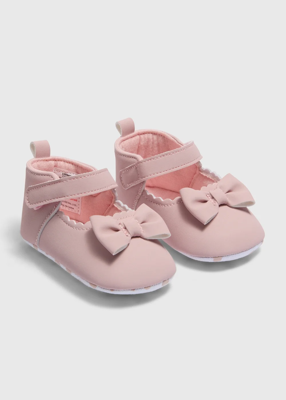 Baby Pink Bow Ballet Shoes (Newborn-18mths) - 0-3 months Image 1