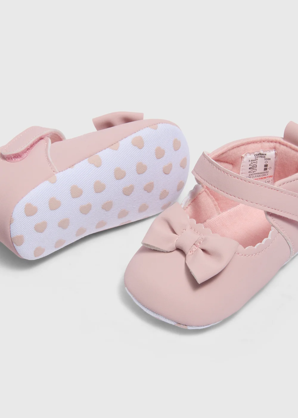 Baby Pink Bow Ballet Shoes (Newborn-18mths) - 0-3 months Image 2