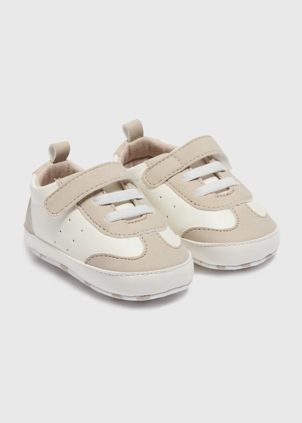 Baby Beige Retro Trainers (Newborn-18mths) - Age 0 - 3 Months Image 1