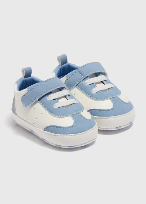 Baby Blue Retro Trainers (Newborn-18mths) - Age 0 - 3 Months Image 1