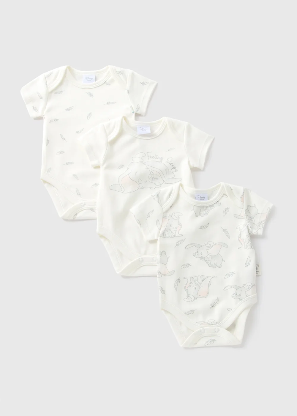 Disney 3 Pack Dumbo Bodysuits (Newborn-12mths) - 0-3 months Image 1