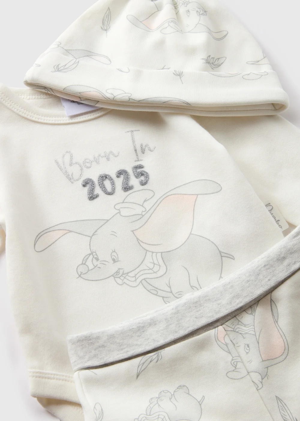 Disney 3 Piece Baby Cream Dumbo Top & Jogging Bottom Set (Newborn-12mths) - 0-3 months Image 2