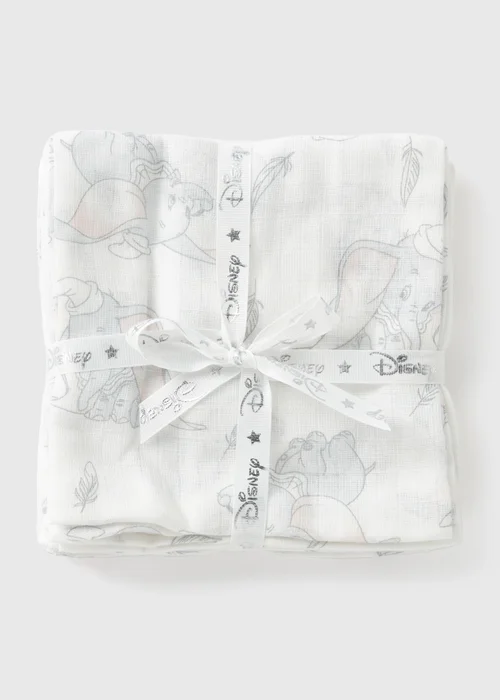Disney 3 Pack Baby Cream Dumbo Muslin Cloths - One Size Image 1