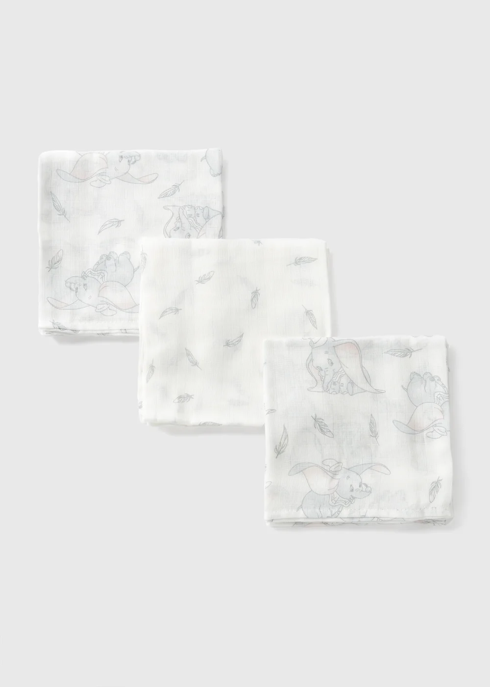 Disney 3 Pack Baby Cream Dumbo Muslin Cloths - One Size Image 2