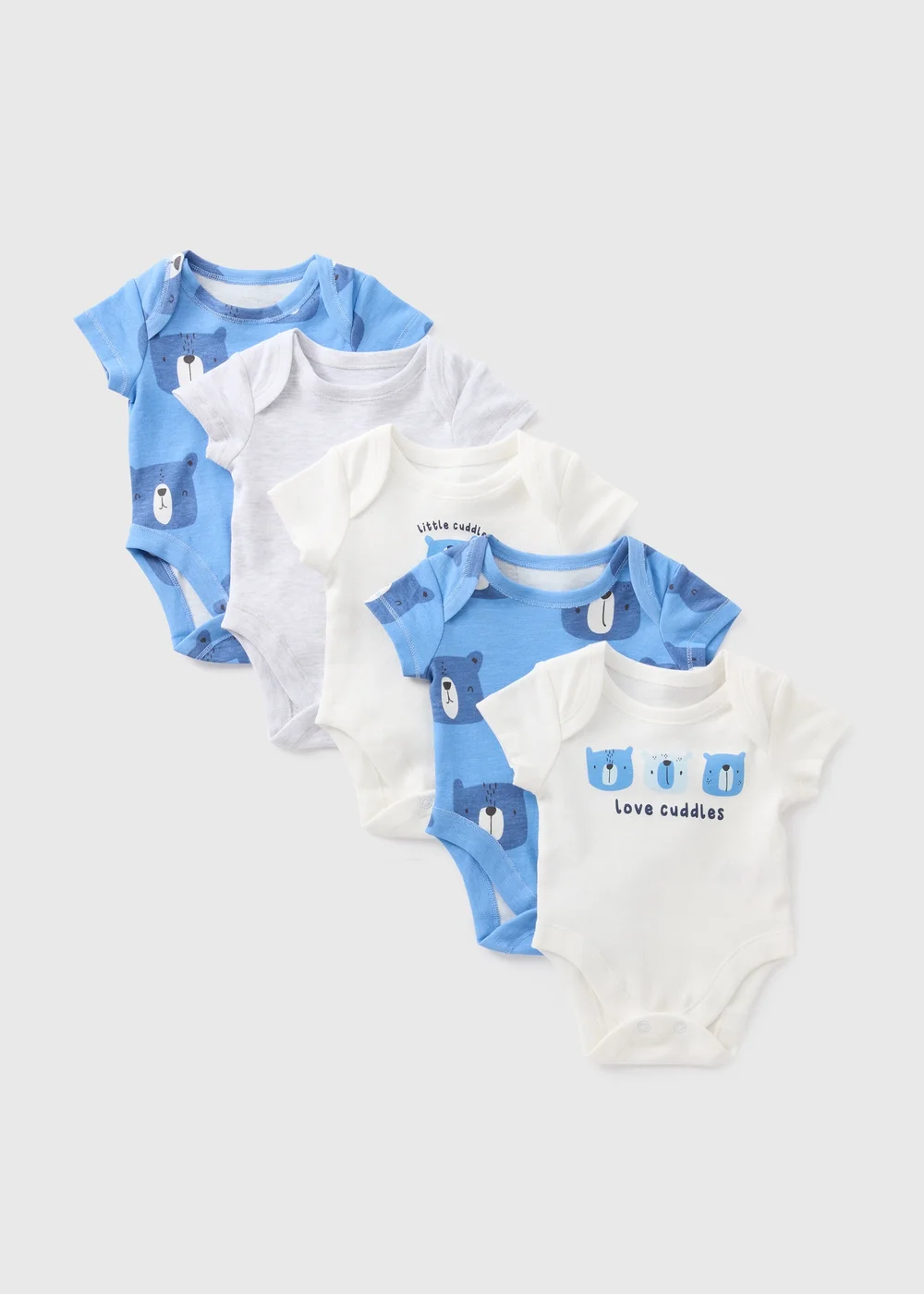 5 Pack Baby Blue Bear Bodysuits (Newborn-23mths) - 0-3 months Image 1