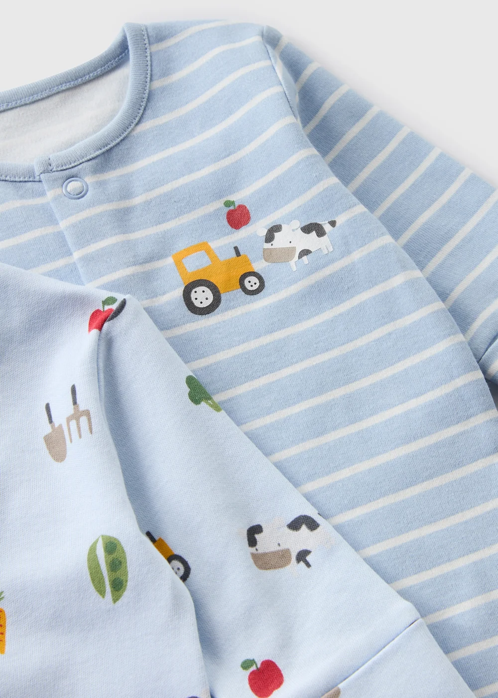 2 Pack Baby Blue Transport Sleepsuits (Newborn-23mths) - Age 0 - 3 Months Image 2