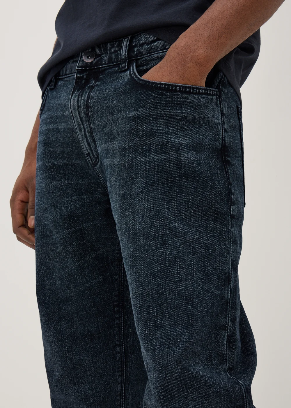 Black Blue Straight Fit Jeans - 30 R Image 3