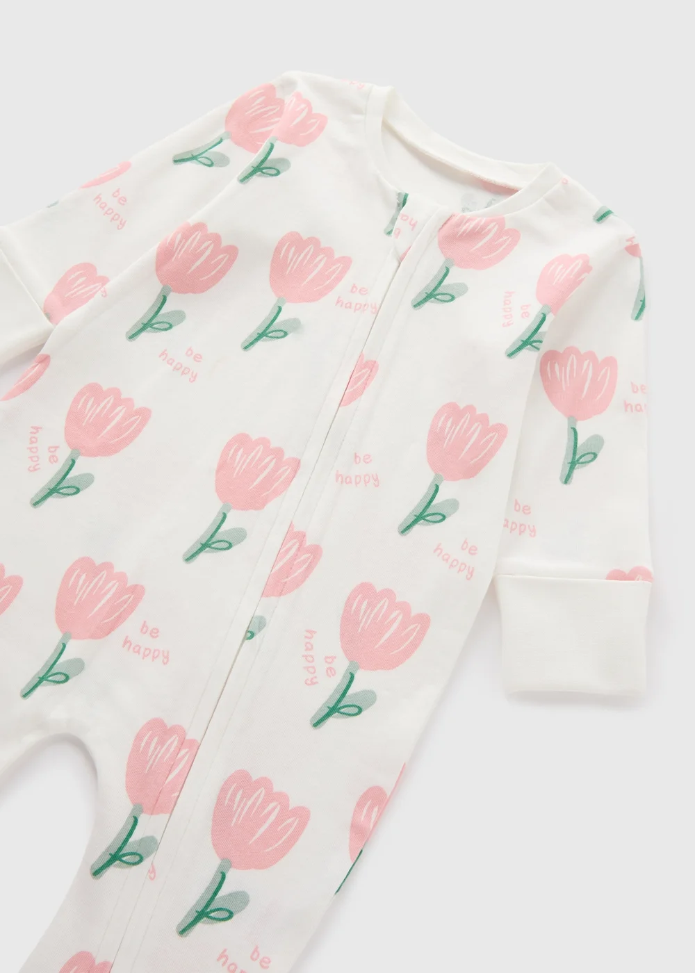 Baby Cream Tulip Zipped Sleepsuit (Newborn-18mths) - Age 0 - 3 Months Image 2