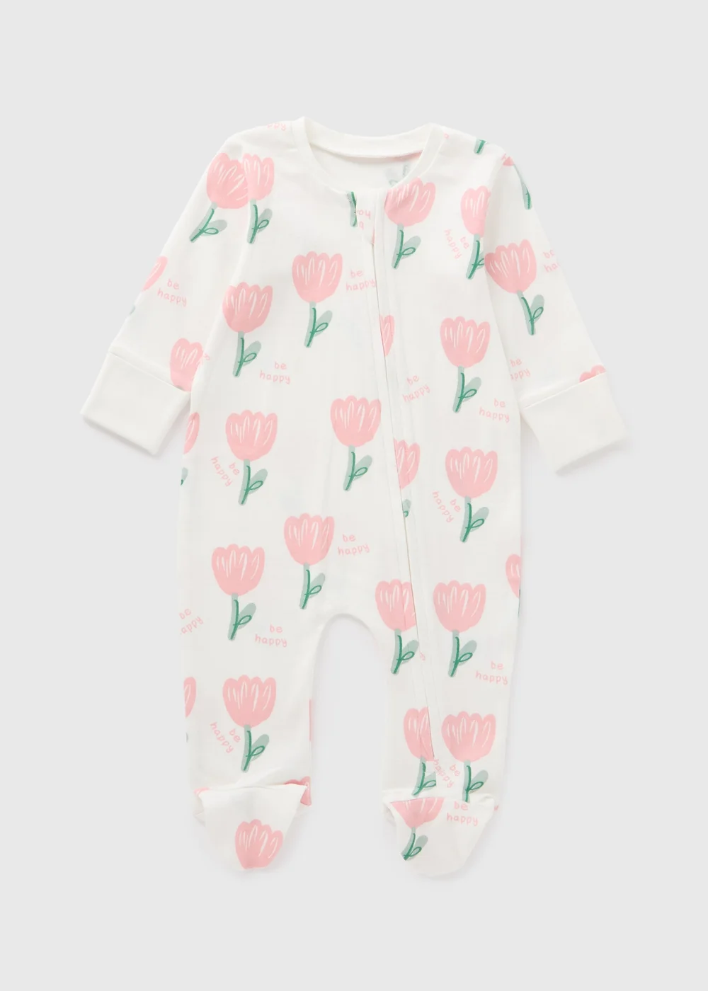 Baby Cream Tulip Zipped Sleepsuit (Newborn-18mths) - Age 0 - 3 Months Image 1