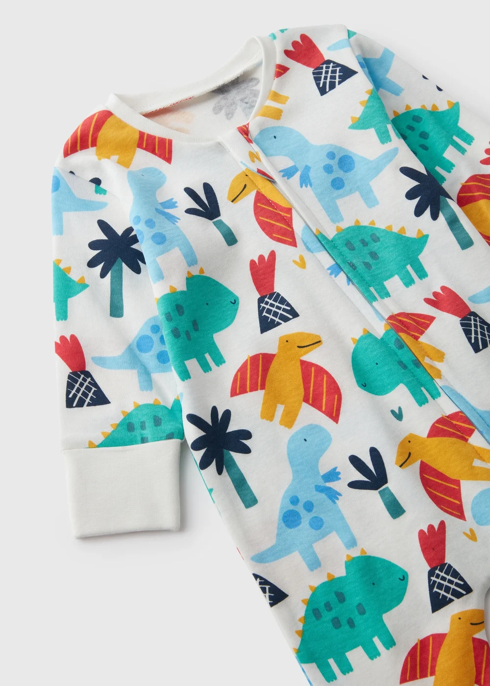 Baby Cream Dino Sleepsuit (Newborn-18mths) - Age 0 - 3 Months Image 2