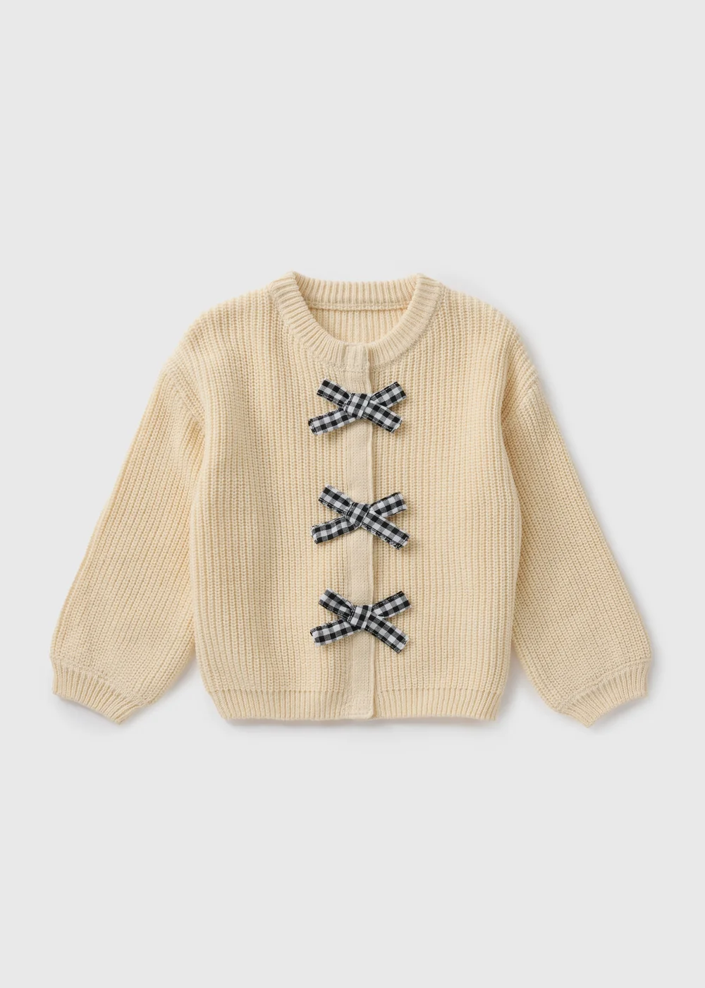 Girls Cream Bow Knit Cardigan (1-7yrs) - 1-1.5 Yrs Image 1