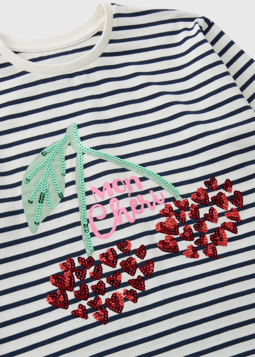 Girls Cream Stripe Cherry Long Sleeve Top (1-7yrs) - 1-1.5 Yrs Image 2
