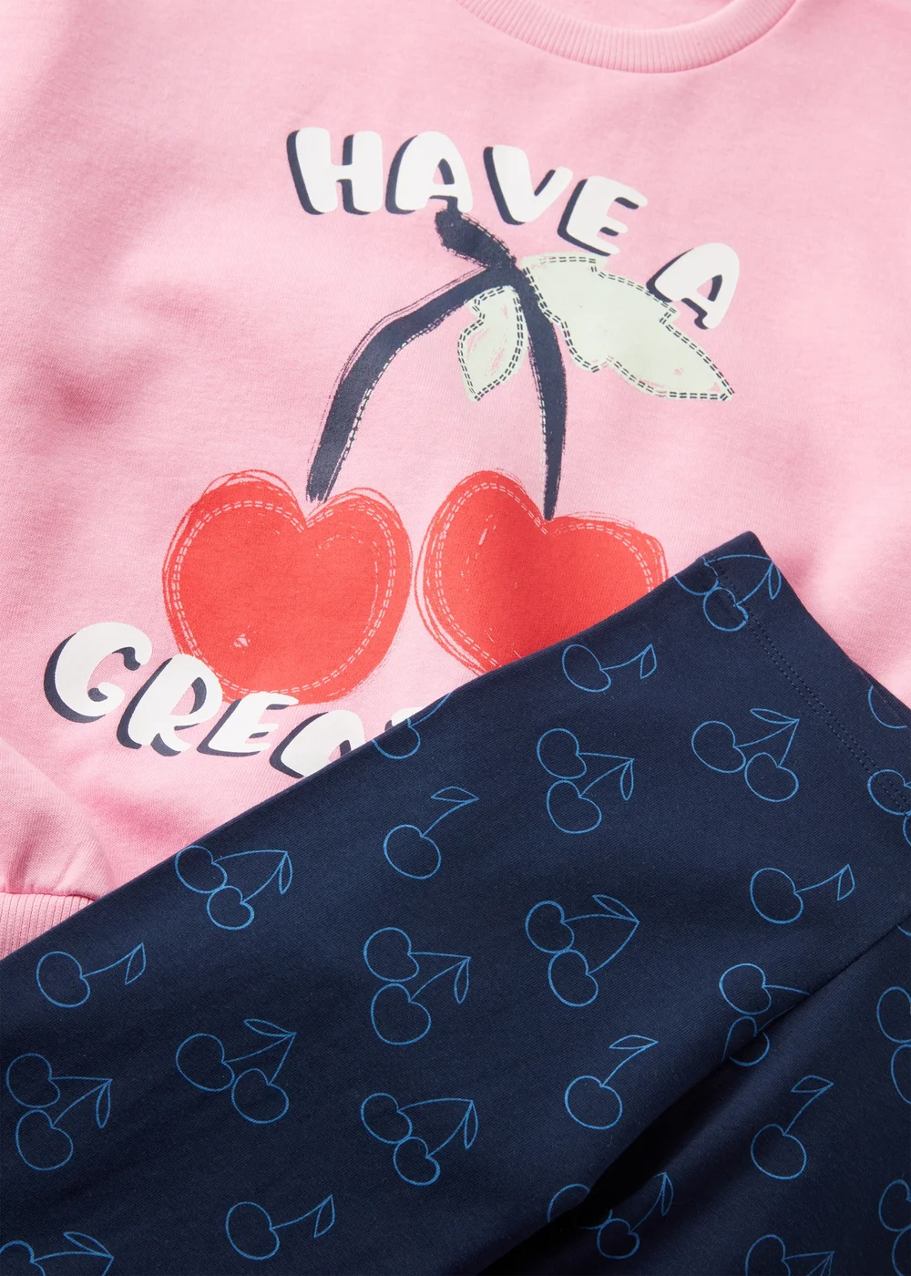 Girls Pink Cherry Sweatshirt & Legging Set (1-7yrs) - 1-1.5 Yrs Image 2