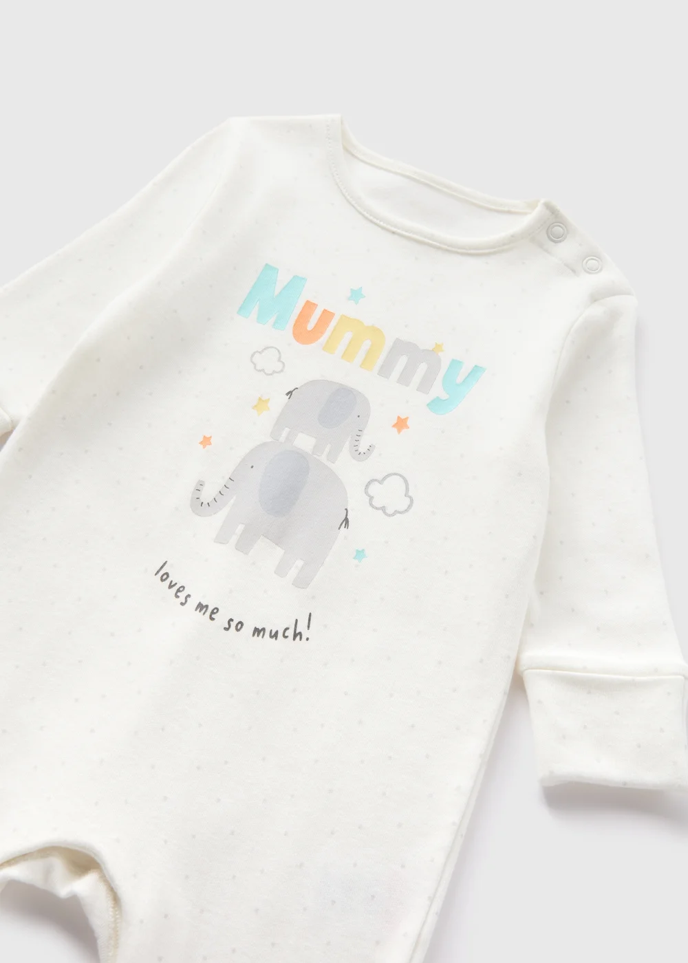 Baby Cream Mummy Elephant Sleepsuits (Newborn-18mths) - Age 0 - 3 Months Image 2