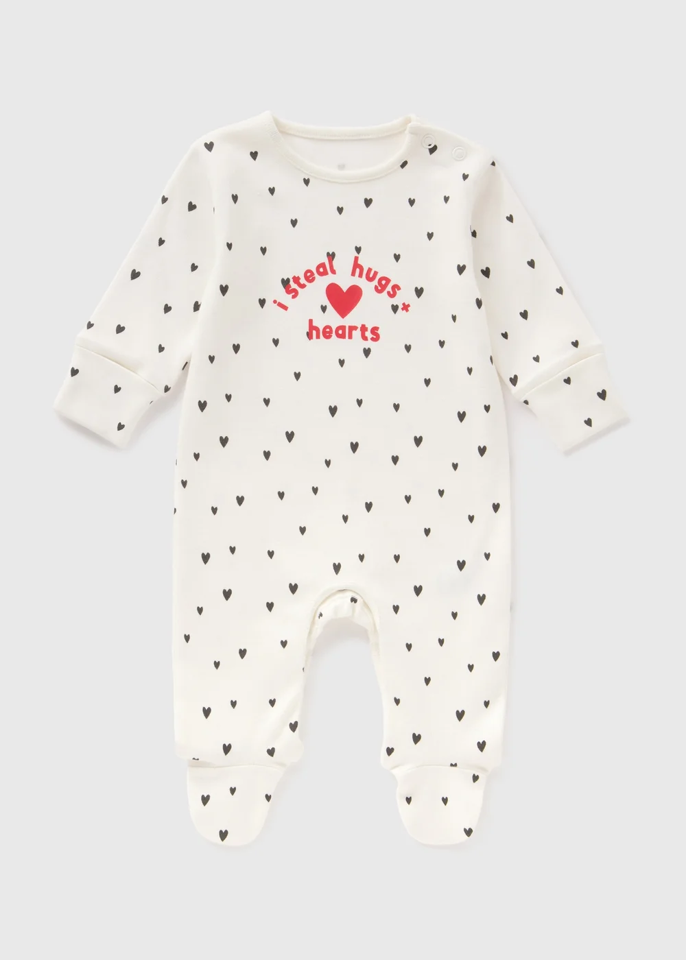 Baby Cream Valentines Sleepsuit (Newborn-18mths) - Age 0 - 3 Months Image 1