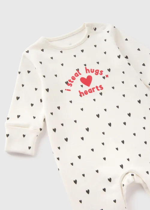 Baby Cream Valentines Sleepsuit (Newborn-18mths) - Age 0 - 3 Months Image 2